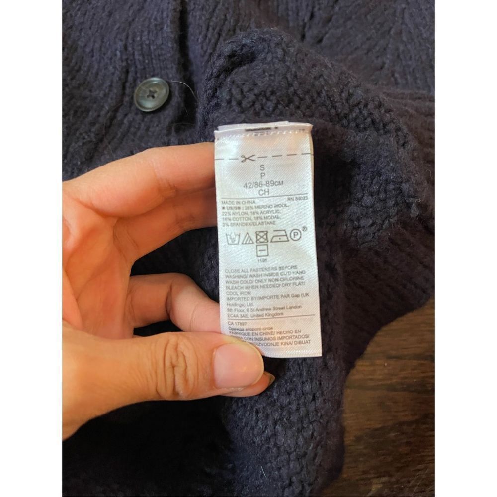 Banana republic merino wool navy tie sleeve cardigan small - Picture 6 of 6